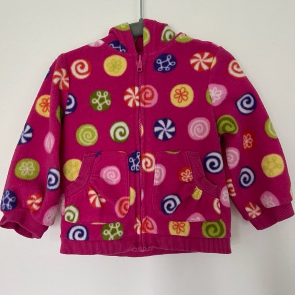 COPY - GYMBOREE Toddler Girls Pink Candy Shoppe Fleece Zip Up Jacket 18-24 Mont…